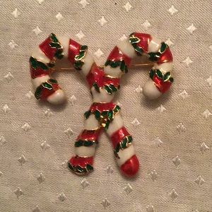 Vintage enamel candy cane pin